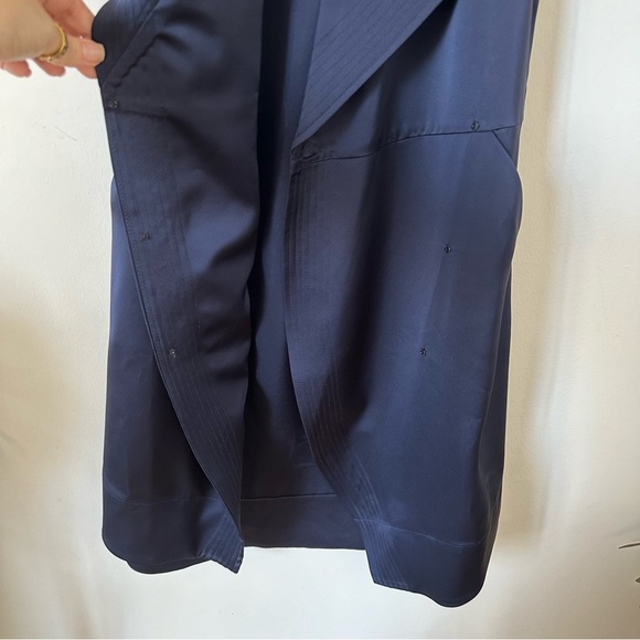 AYR Perch Wrap Satin Dress in Navy Blue Size 6 - Picture 7 of 10